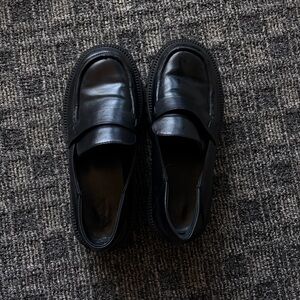 Black platform loafers | corporate goth business casual